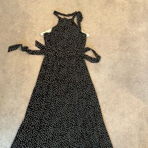Chic Halter Black and White Polka Dot Dress